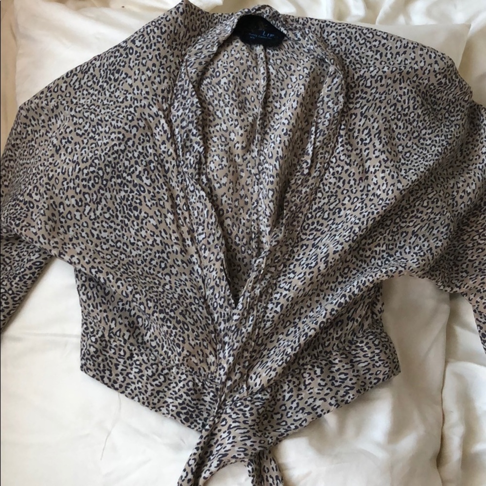 Planet Blue leopard cross tie top XS